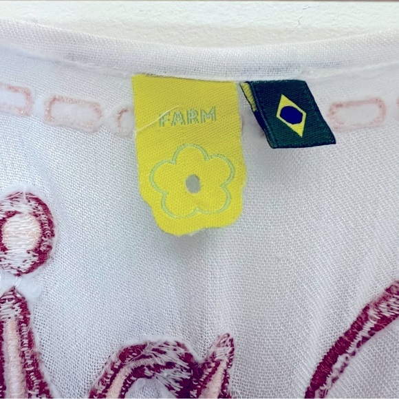 Rare Farm Rio Colorful Embroidered Tropical White Kaftan Beach Cover-up One Size - Picture 5 of 14